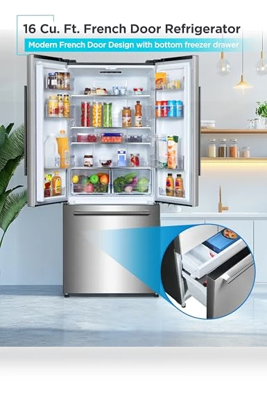 French Door Refrigerator with Built-in Ice Maker — Cooling Solutions, BLACK+DECKER