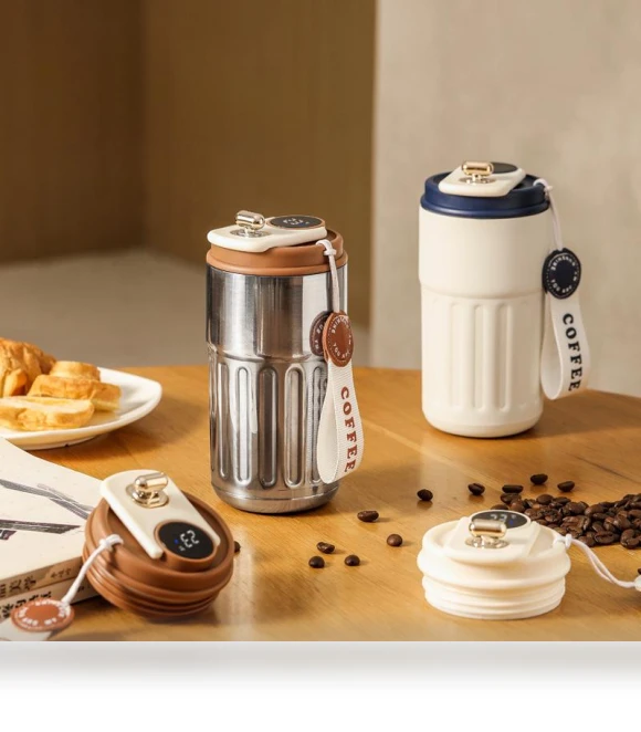 Smart Display Vacuum Thermos — Travel Drinkware, Men Trendy Clothing