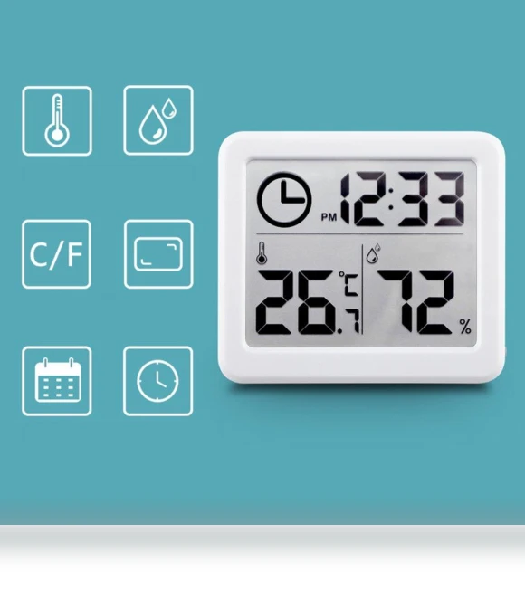 Ultra-thin Smart Home Electronic Digital Thermometer Hygrometer LCD Wall Clock — Home Climate Control, Leisure outdoor