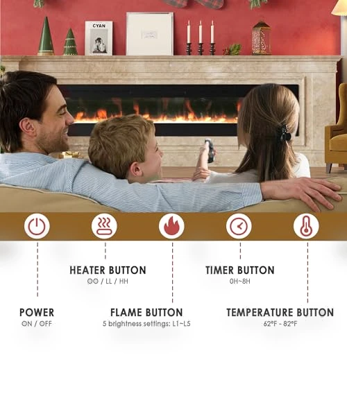 Electric Fireplace Wall Mounted & Recessed — Heaters, HOMTHING