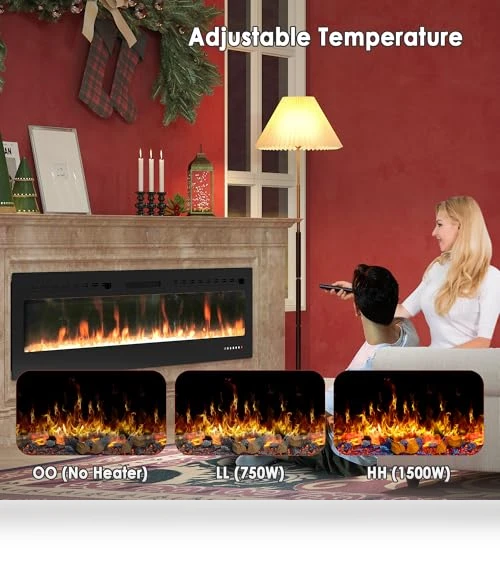 Electric Fireplace Wall Mounted & Recessed — Heaters, HOMTHING