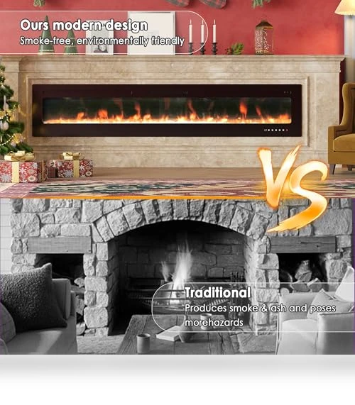 Electric Fireplace Wall Mounted & Recessed — Heaters, HOMTHING