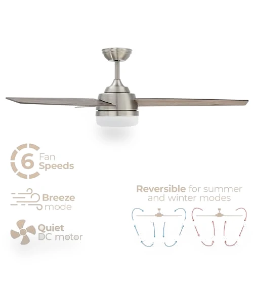 Smart 3-Blade Ceiling Fan with LED Light Kit — Ceiling Fan Lighting Solutions, East Grove Home