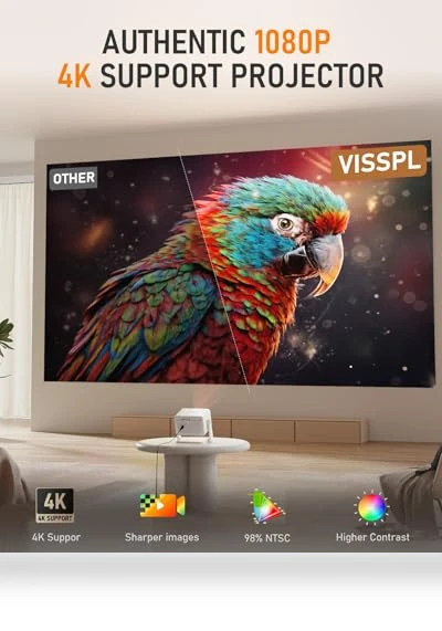Smart Projector with WiFi and Bluetooth — Home Theater Projectors, VISSPL