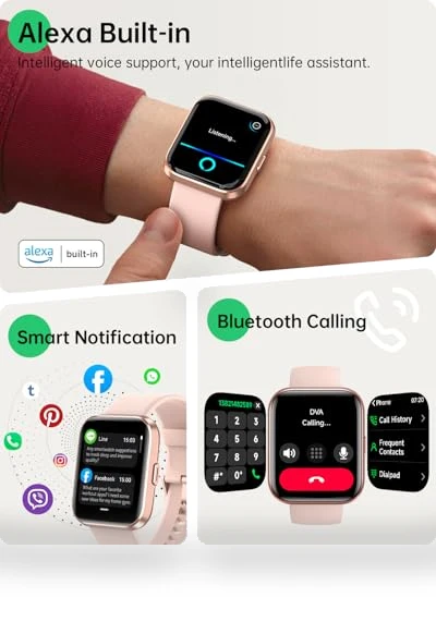 Smart Watch with Alexa, Health Monitoring, and Waterproof Design — Smartwatches, WMK