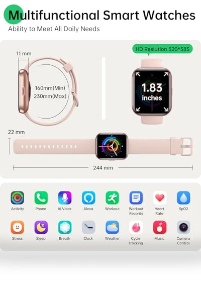 Smart Watch with Alexa, Health Monitoring, and Waterproof Design — Smartwatches, WMK