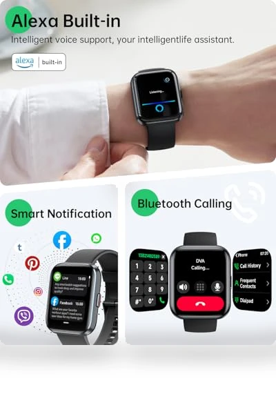 Smart Watch with Alexa, Health Monitoring, and Waterproof Design — Smartwatches, WMK