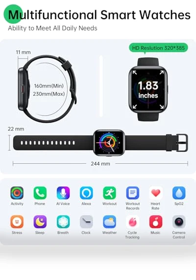 Smart Watch with Alexa, Health Monitoring, and Waterproof Design — Smartwatches, WMK