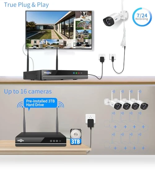 WiFi Security Camera System Outdoor — Smart Home Security, Hiseeu