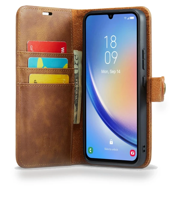 Detachable Magnetic Case Split Leather Phone Wallet Stand Cover — Phone Accessories, DG.MING