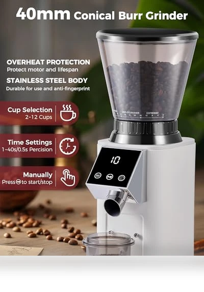 Espresso Machine with Grinder and Bottomless Portafilter Combo — Electric Blade Coffee Grinders, Tuni