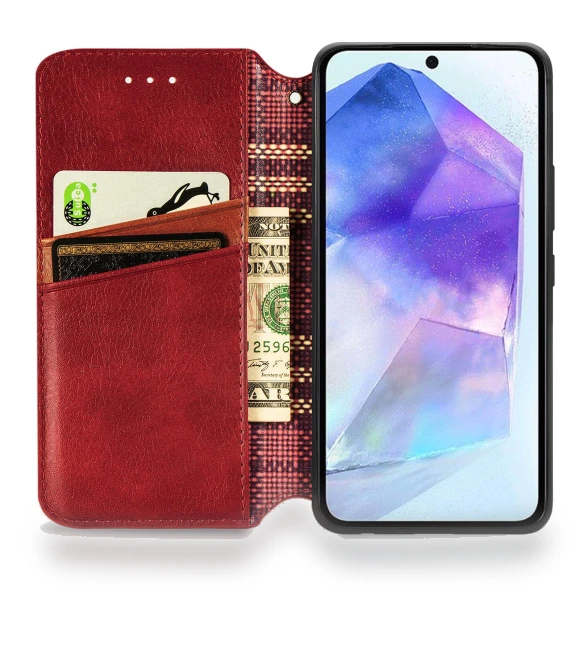 PU Leather Case Rhombus Imprint Wallet Stand Phone Cover — Phone Accessories, Smartwatch 2025