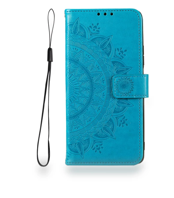PU Leather+Inner TPU Cover Stand Imprinted Mandala Flower Anti-fall Flip Wallet Case with Strap — Flip Cases, Smartwatch 2025