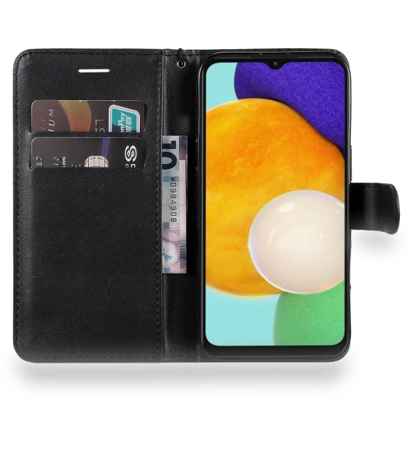 Solid Color Leather Mobile Cover Wallet Stand with Strap — Phone Accessories, Smartwatch 2025