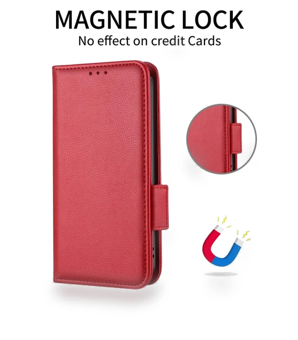 Stylish Litchi Texture Full Protection Wallet Leather Case with Stand — Phone Accessories, Smartwatch 2025