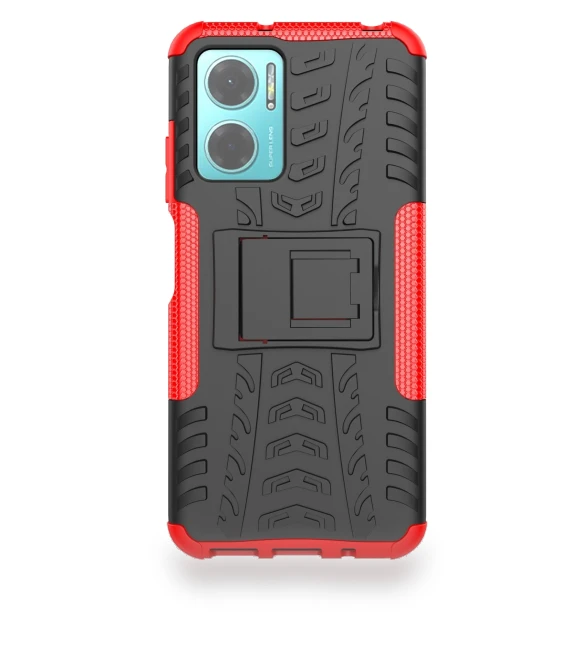 Tire Texture Shock-Absorption Cover Kickstand Combo PC+TPU Dual Layer Design Protective Phone Case — Protective Covers, Smartwatch 2025