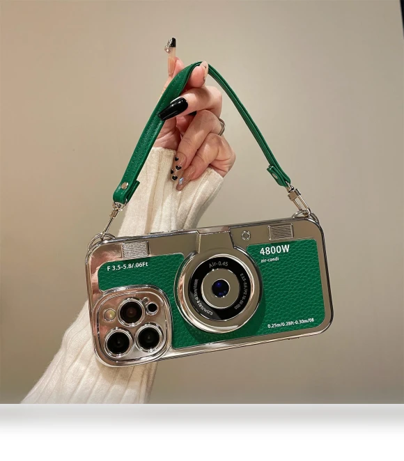 Camera Shaped Electroplating TPU Phone Cover with Wrist Strap — Phone Accessories, Smartwatch 2025