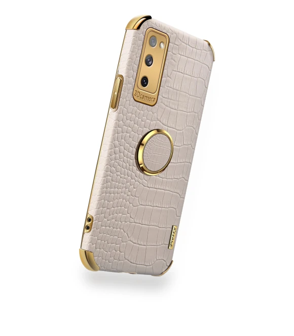 Crocodile Texture 6D Electroplated PU Leather Coated TPU Phone Case Cover with Ring Kickstand — Phone Accessories, Smartwatch 2025