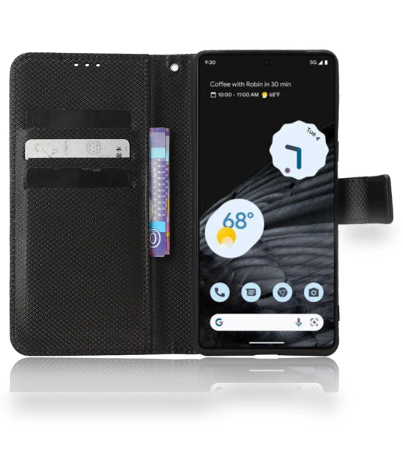 Drop-proof Cell Phone Cover Diamond Texture Phone Folio Flip Leather Wallet Case with Stand — Basic Cases, Smartwatch 2025