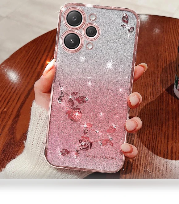 Glitter Gradient Smartphone Case Rhinestone Flower TPU Anti-fall Cover — Screen Protectors, Smartwatch 2025