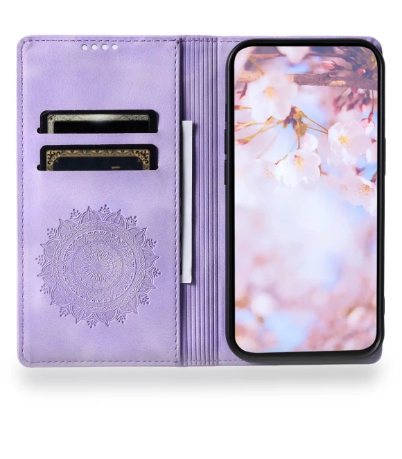 Imprinted Mandala Leather Magnetic Closure Phone Cover — Basic Cases, Smartwatch 2025