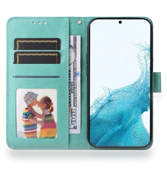 PU Leather Sunflower Imprinted Magnetic Closure Stand Wallet Phone Cover with Hand Strap — Phone Accessories, Smartwatch 2025