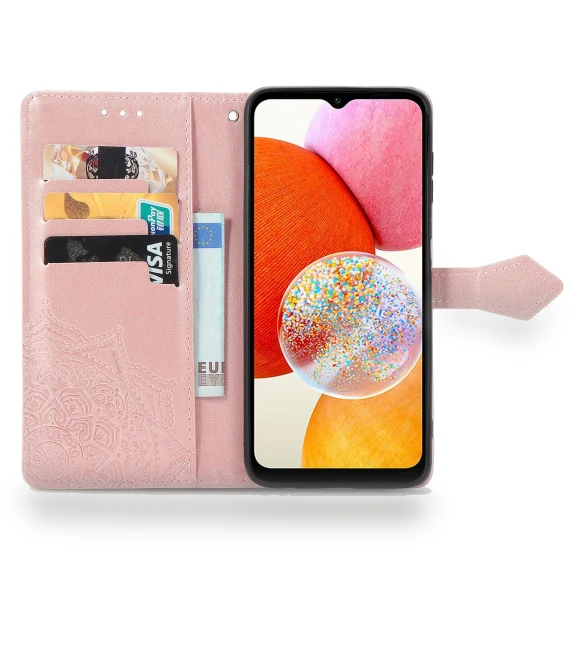 Stand Embossed Mandala Pattern PU Leather Wallet Cover with Strap — Phone Accessories, Smartwatch 2025
