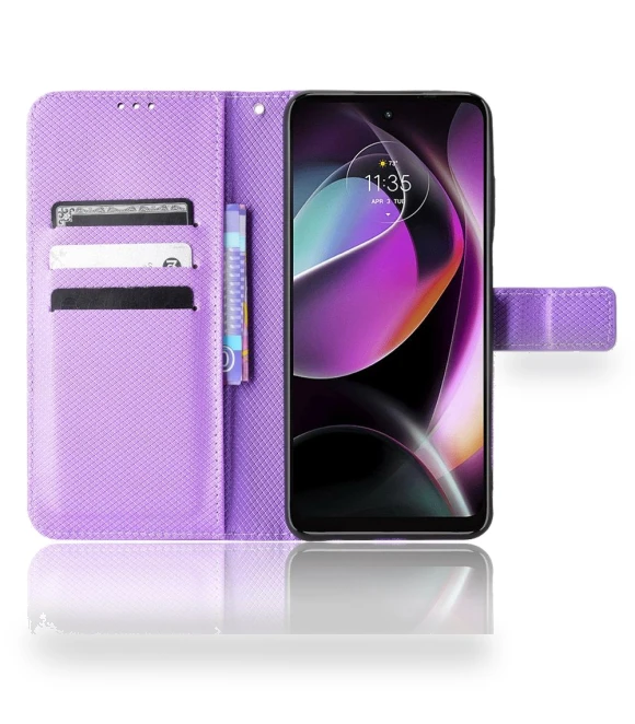 Diamond Texture Mobile Phone Stand PU Leather Phone Case Wallet Shell with Strap — Basic Cases, Smartwatch 2025