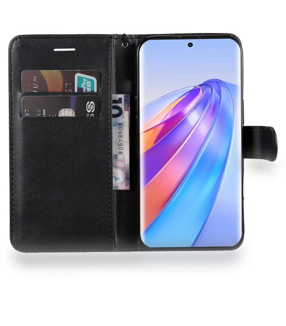 Solid Color Leather Mobile Cover Wallet Stand with Strap — Basic Cases, Smartwatch 2025