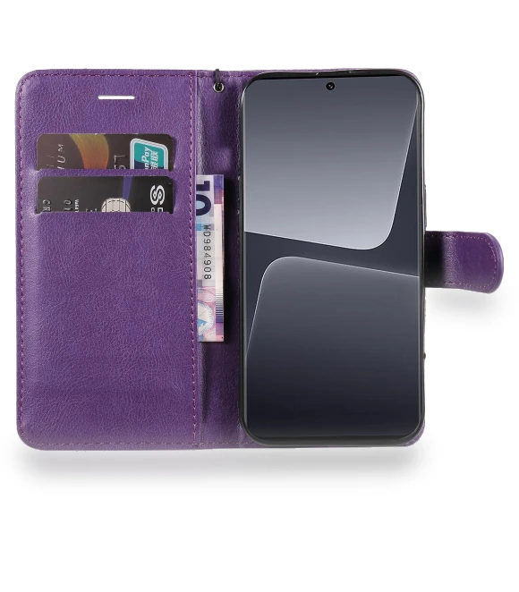 Solid Color Leather Mobile Cover Wallet Stand with Strap — Phone Accessories, Smartwatch 2025