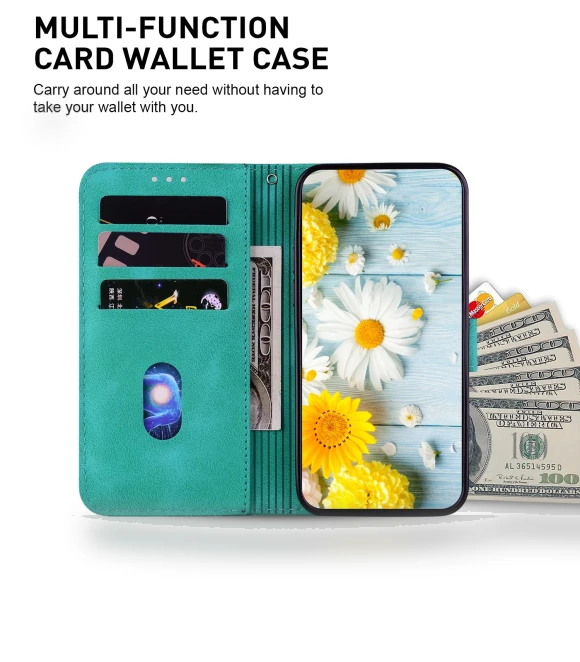 Wallet Stand Flower Imprinted Leather Cover — Flip Cases, Smartwatch 2025