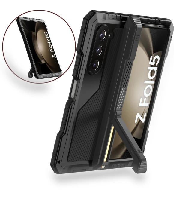 Aluminium Alloy+Silicone Phone Kickstand Case with PET Screen Protector — Phone Accessories, Smartwatch 2025