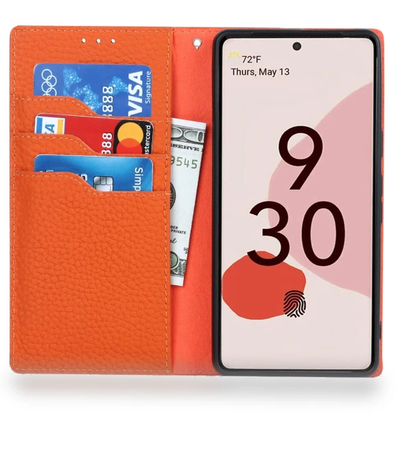 Full Protection Litchi Texture Genuine Leather Phone Case — Phone Accessories, Smartwatch 2025