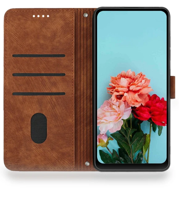 Imprinted Lines Leather Phone Cover with Folding Stand — Phone Accessories, Samrtwatch Bands Straps