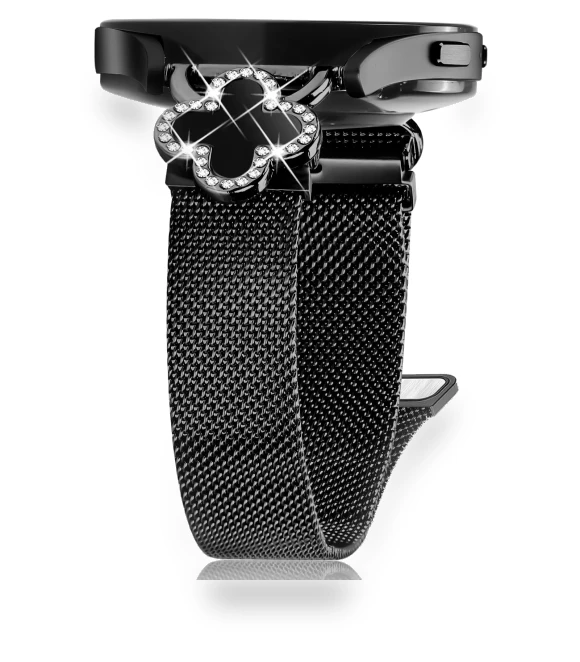 Milanese Band Clover Decor Electroplated Stainless Steel Strap — Smartwatch Accessories, Smartwatch 2025