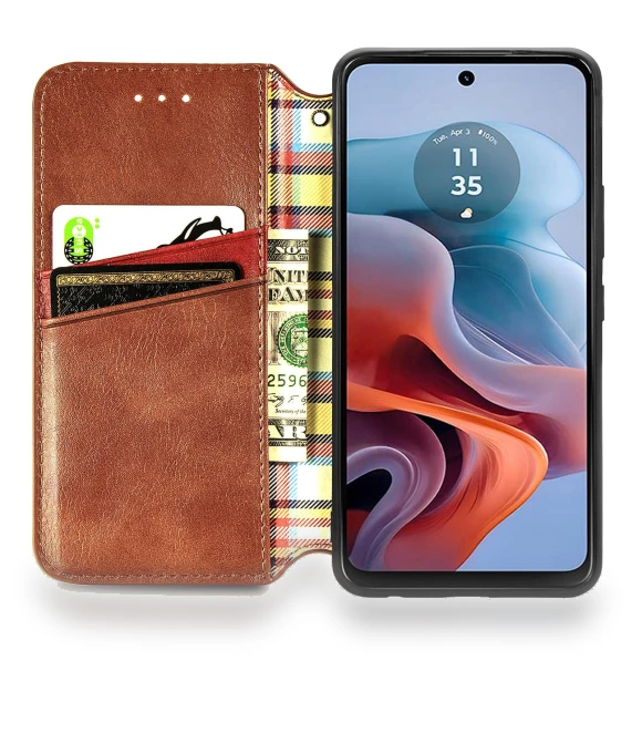 PU Leather Case Rhombus Imprint Wallet Stand Phone Cover — Flip Cases, Smartwatch 2025