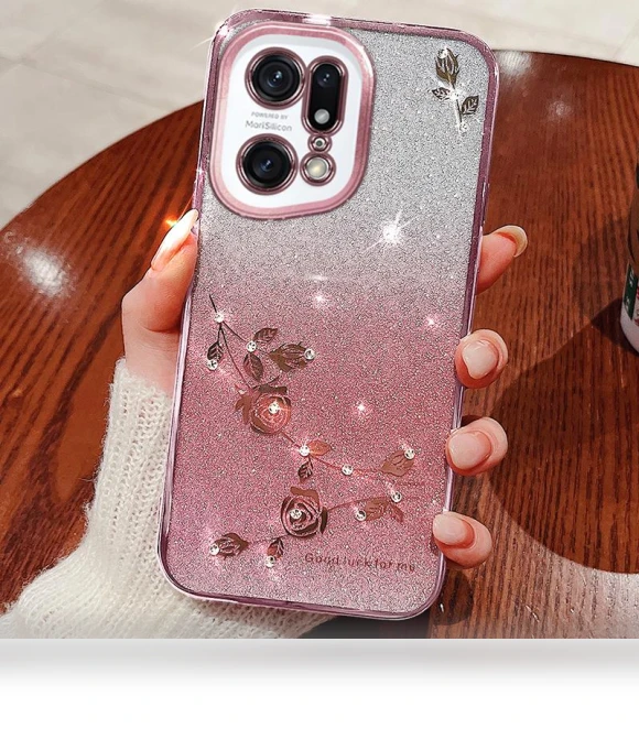 Rhinestone Flower Pattern Gradient Color Glitter Powder TPU Cover Protector — Screen Protectors, Smartwatch 2025