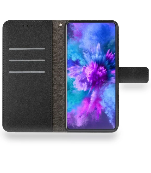 Rhombus Pattern Imprinted Leather Wallet Phone Cover — Smartwatch Protectors, Smartwatch 2025