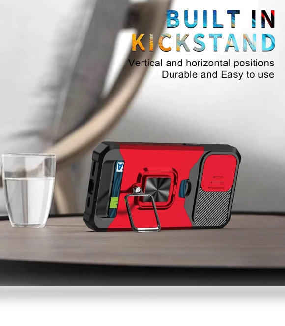 Slide Camera Lens Cover Card Slot Feature Case with Kickstand — Phone Accessories, Smartwatch 2025