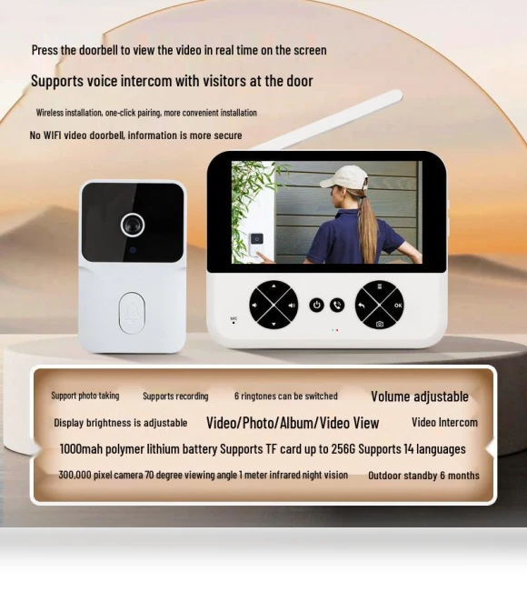 Smart Wireless Doorbell with Wide-Angle Camera and Screen — Smart Home Security, TrendVibeCN