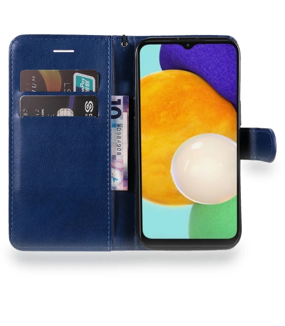 Solid Color Leather Mobile Cover with Wallet Stand and Strap — Phone Accessories, Smartwatch 2025