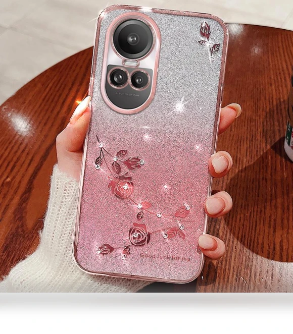 TPU Cover Gradient Glitter Rhinestone Flower Anti-scratch Phone Case — Phone Accessories, KADEM