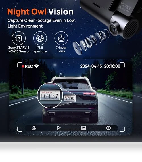 4K Dash Cam Front and Rear with STARVIS — Rearview Cameras for Cars, 70mai