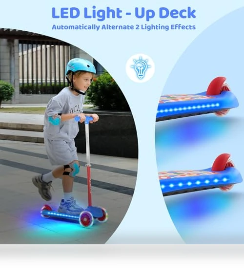 Kids Scooter with Light-Up Deck and Wheels — Push Scooters, TONBUX