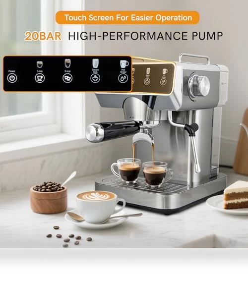 Stainless Steel Espresso Coffee Machine with Milk Frother — Coffee & Espresso Combos, ChefAidPower