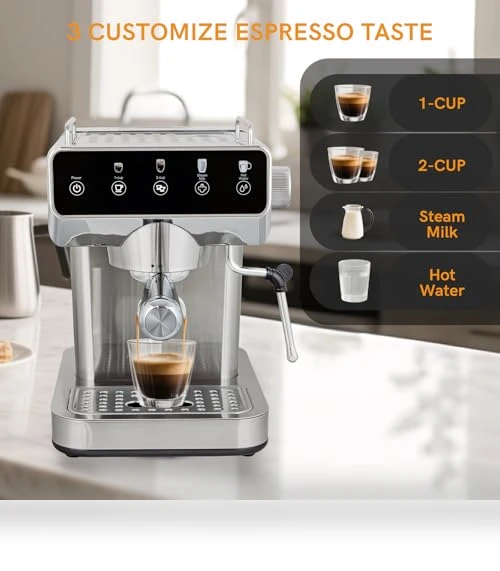 Stainless Steel Espresso Coffee Machine with Milk Frother — Coffee & Espresso Combos, ChefAidPower