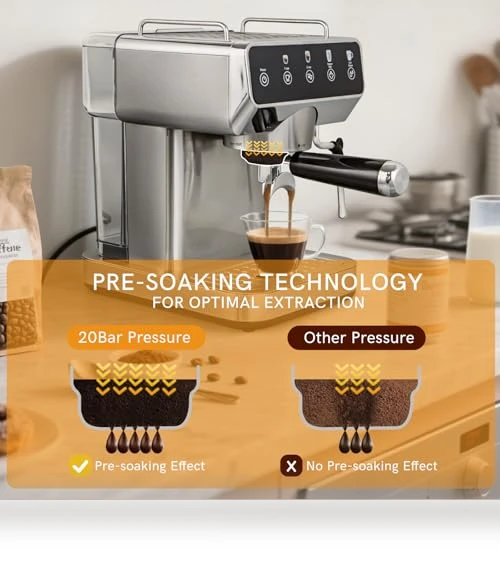 Stainless Steel Espresso Coffee Machine with Milk Frother — Coffee & Espresso Combos, ChefAidPower