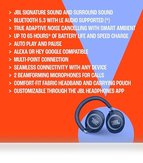 Wireless Over-Ear Headphones with True Adaptive Noise Cancelling — Over-Ear Headphones, JBL