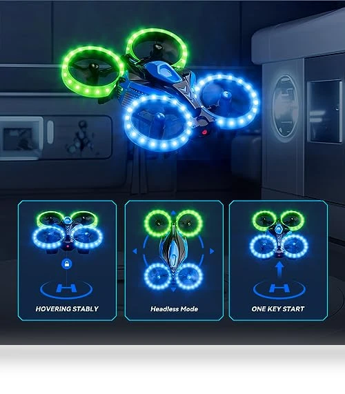 3in1 Battle Drone with LED Lights — Remote Control Aircraft, ARMEW