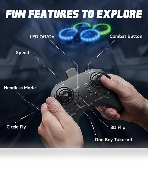 3in1 Battle Drone with LED Lights — Remote Control Aircraft, ARMEW